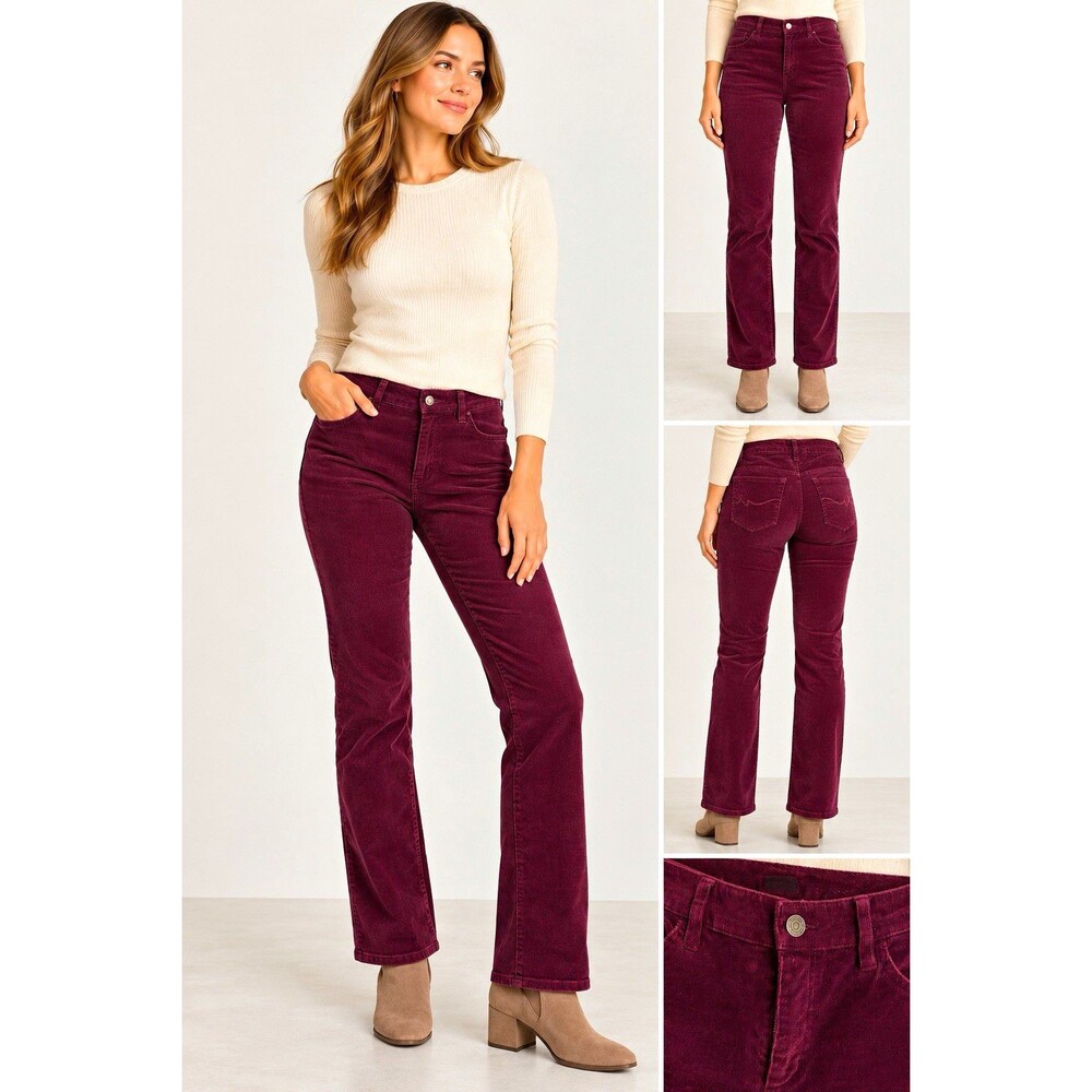 St. John’s Bay Women’s Size 4 Burgundy Corduroy Stretch Pants Straight Leg